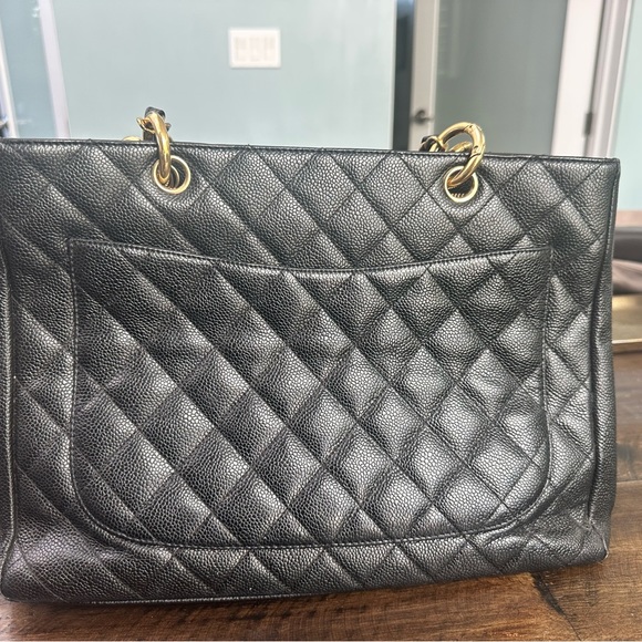 CHANEL Black and Gold Grand Shopper Tote GST Leather Tote - Picture 8 of 11